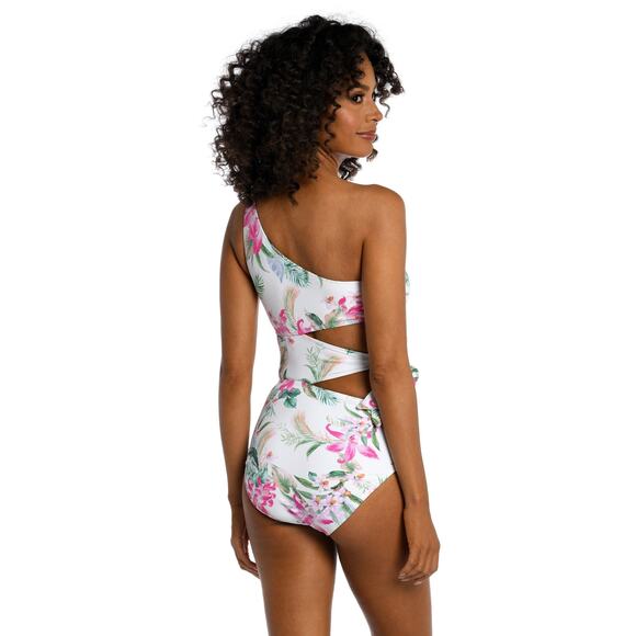 La Blanca Women's Mystic Palms Cutout One Shoulder One Piece Swimsuit SZ XL NWT - Picture 3 of 16